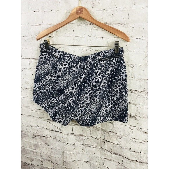 I.CODE by FRENCH IKKS CHEETAH Woven Shorts Zip Pockets Black Blue Gray 3SZ 30 - Picture 7 of 7